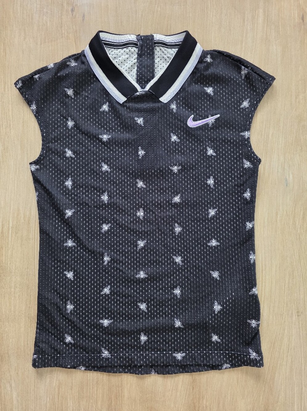 Nike Dri-FIT Black Mesh Bee Print Sleeveless Training Top XS